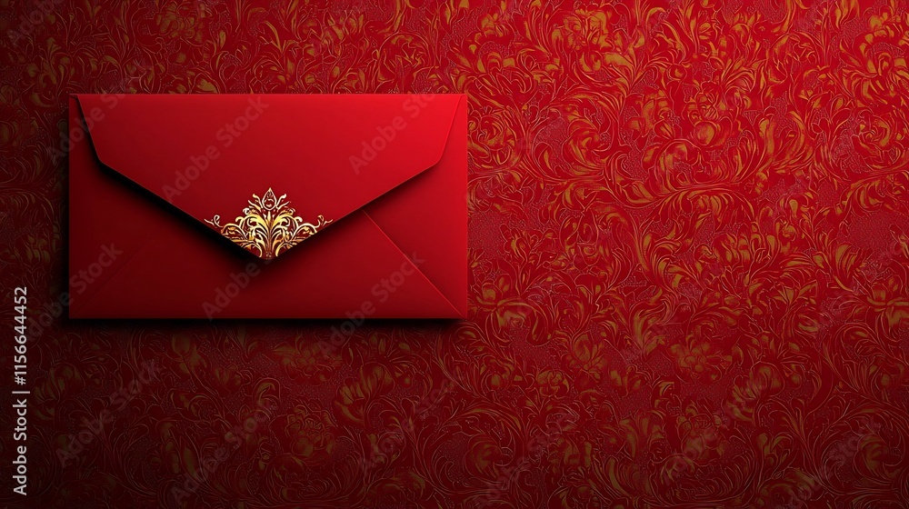 Poster beautifully crafted and floating ornate red envelopes with shimmering gold accents creating a captiv