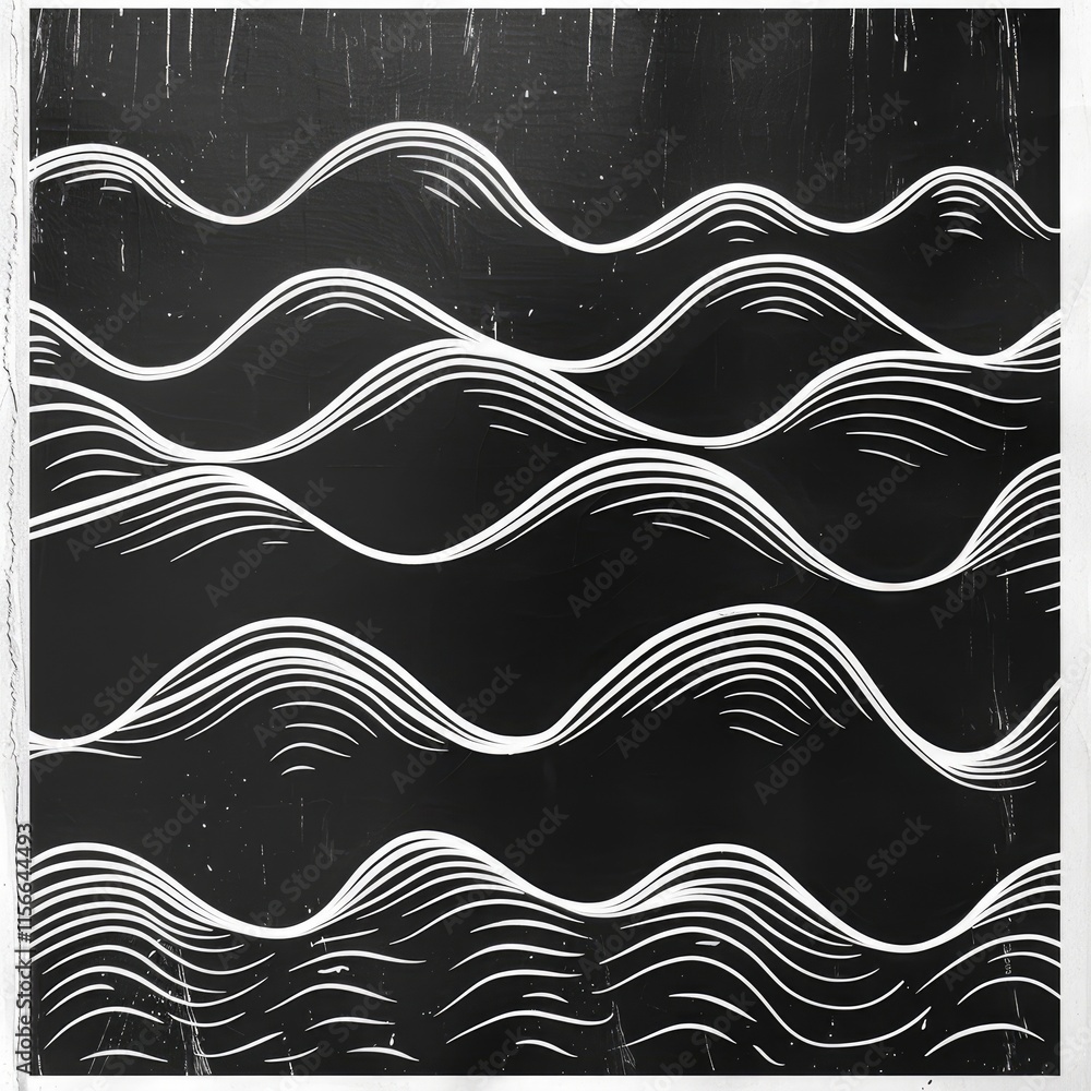 Aufkleber abstract design featuring wavy lines on a dark background, creating a rhythmic visual effect.