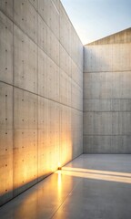 abstract concrete wall with soft golden light and geometric shadows creating a calming modern design mobile wallpaper background