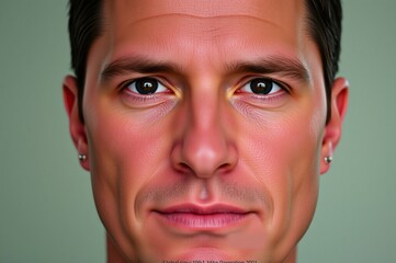 Fototapeta premium Hyper-realistic Portrait of a Middle-aged Man with Intense Eyes and Subtle Expressions
