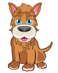Vector illustration of the cartoon of the small dog