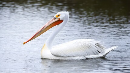 American White Pelican Majestically Swimming in Water