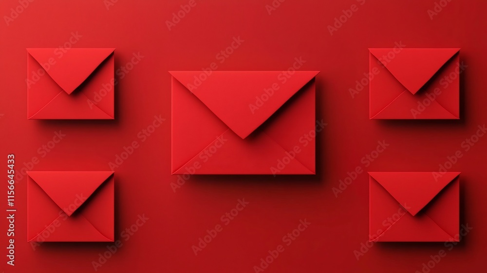 Poster abstractly layered red envelopes with a clean minimalistic design and a blank text field perfect for