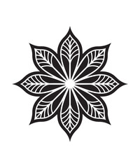 Minimalist Black Flower Icon on White Background