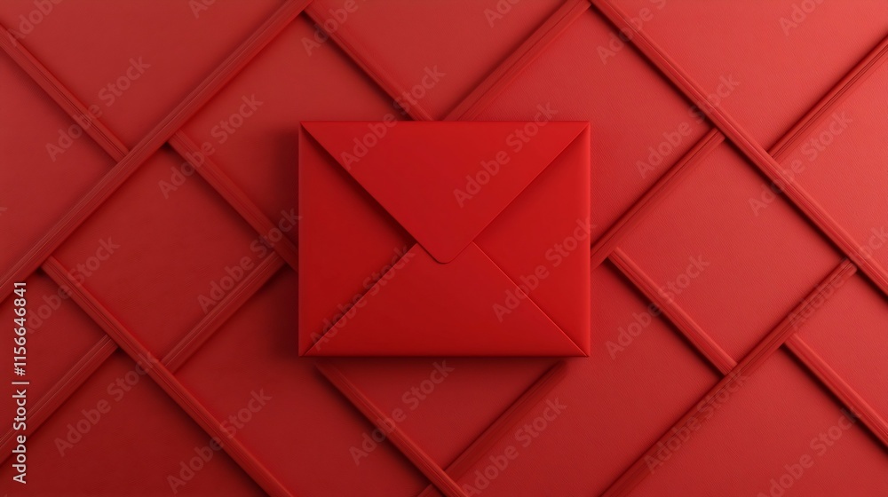 Poster elegant and minimalist 3d of a seamless grid of perfectly aligned red envelopes showcasing a clean a