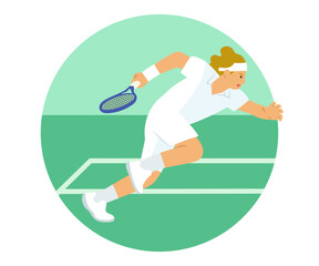 Running tennis player.