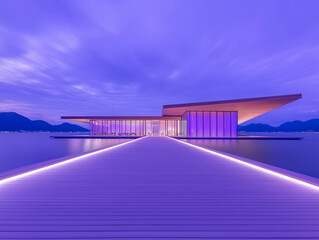 Luminous Streaks Over the Terrace Lining the Waterfront