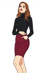 Fototapeta premium Stylish Black Top and Red Skirt