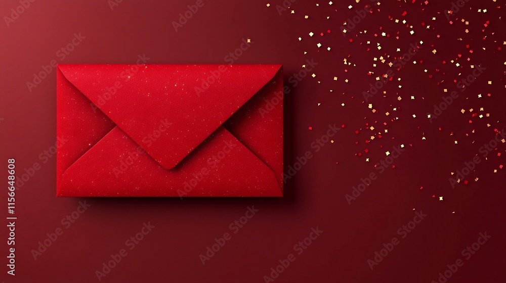 Poster elegant and modern red envelope design with abstract glowing particles smooth gradient background an