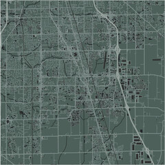 Map of Greenwood in Indiana in a smooth dark style. Contains layered vector with roads water, parks, etc.