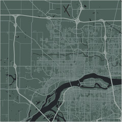 Map of Davenport Center in Iowa in a smooth dark style. Contains layered vector with roads water, parks, etc.