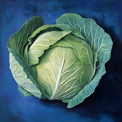 Fototapeta premium Close-up of a Vibrant Green Cabbage