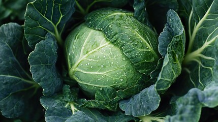Obraz premium Fresh Green Cabbage: Nature's Bounty