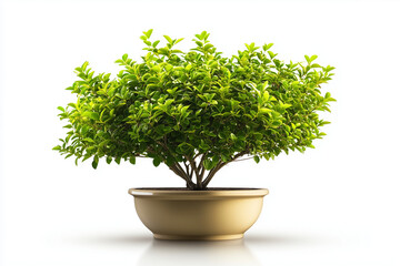 Fototapeta premium Ficus Benjamin in pot isolated on white background...