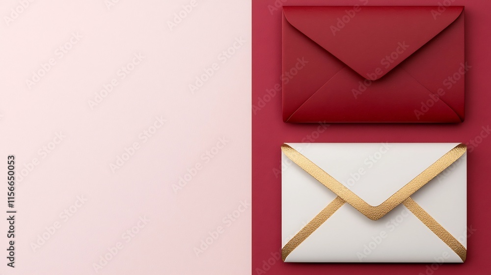 Aufkleber luxurious gold and red envelopes forming abstract geometric patterns in a modern festive design spac