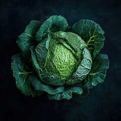 Fototapeta premium Savoy Cabbage: A Vibrant Green Vegetable