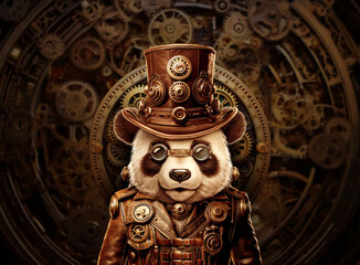Obraz premium Panda Steampunk Style