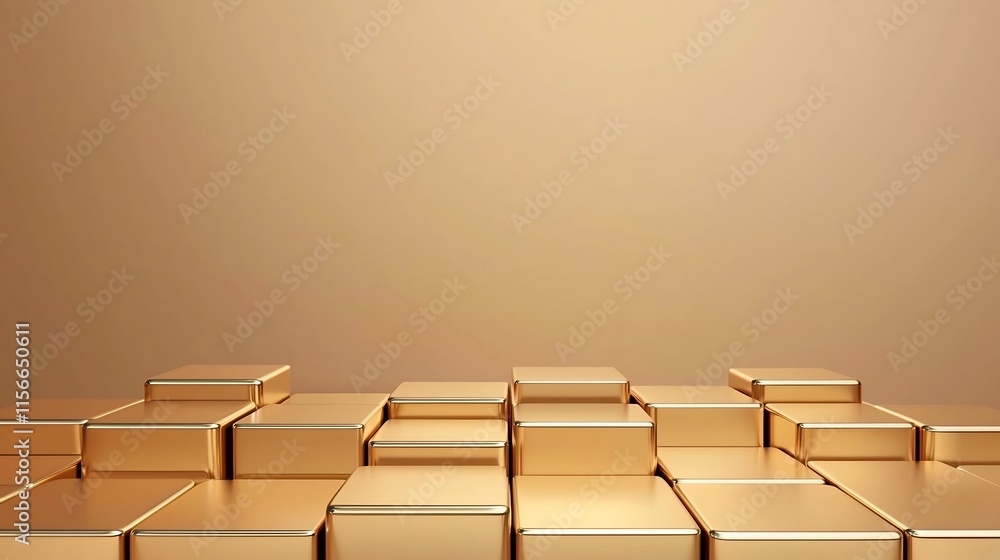 Poster beautifully stacked gold taels displayed on a sleek gradient backdrop featuring a reserved text area