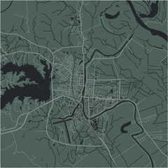 Map of Natchitoches in Louisiana in a smooth dark style. Contains layered vector with roads water, parks, etc.