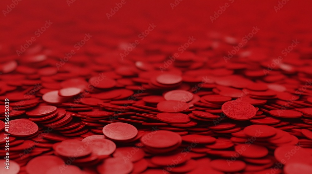 Poster glowing luminous tails scattered over a vibrant chromatic red background with an open text area in a