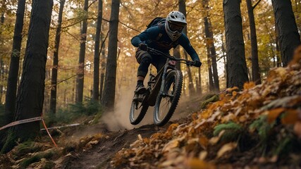 cyclist in the forest