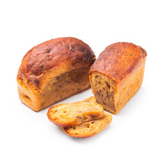 White bread, on a white background, isolated.