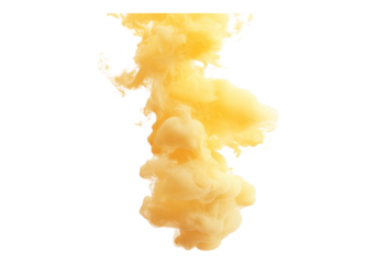 Floating yellow smoke. Transparent background .Isolated PNG