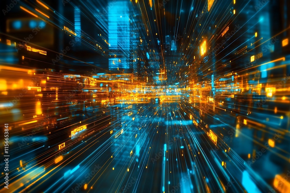 Poster abstract digital data stream, futuristic technology background