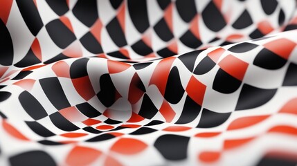 Obraz premium Abstract red, black, white wavy textile pattern.