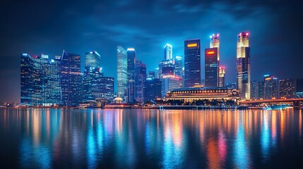 Obraz premium Dazzling City Skyline at Night: A Breathtaking View