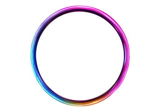 Neon laser circle. Transparent background .Isolated PNG