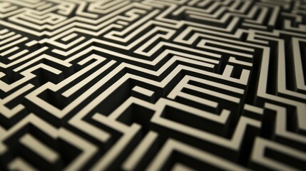 Complex black and white 3D maze pattern.
