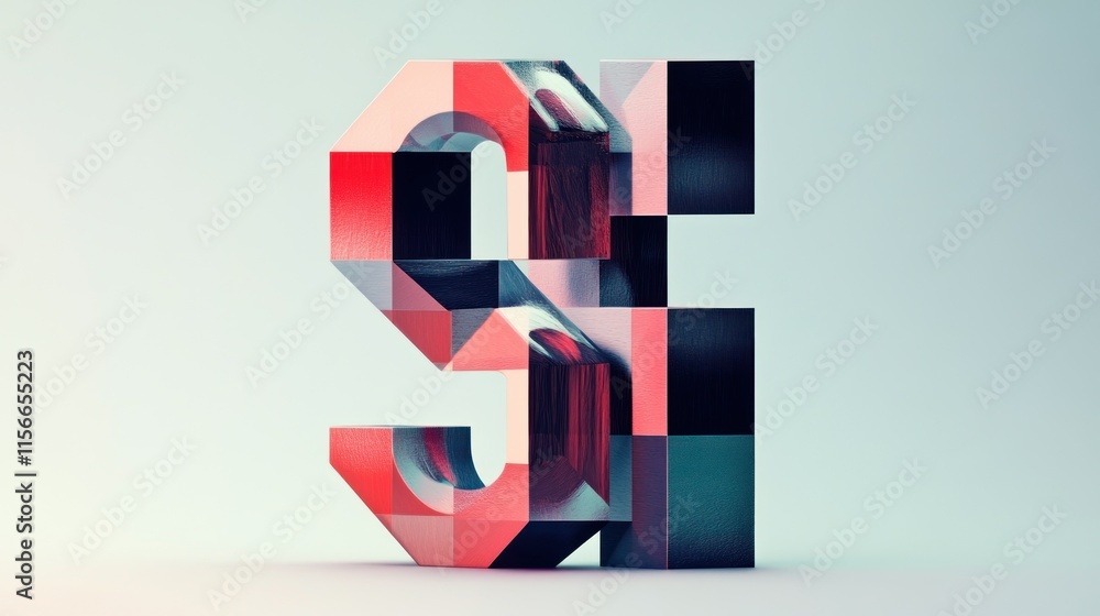 Wall mural abstract 3d rendering of number ninety-one.