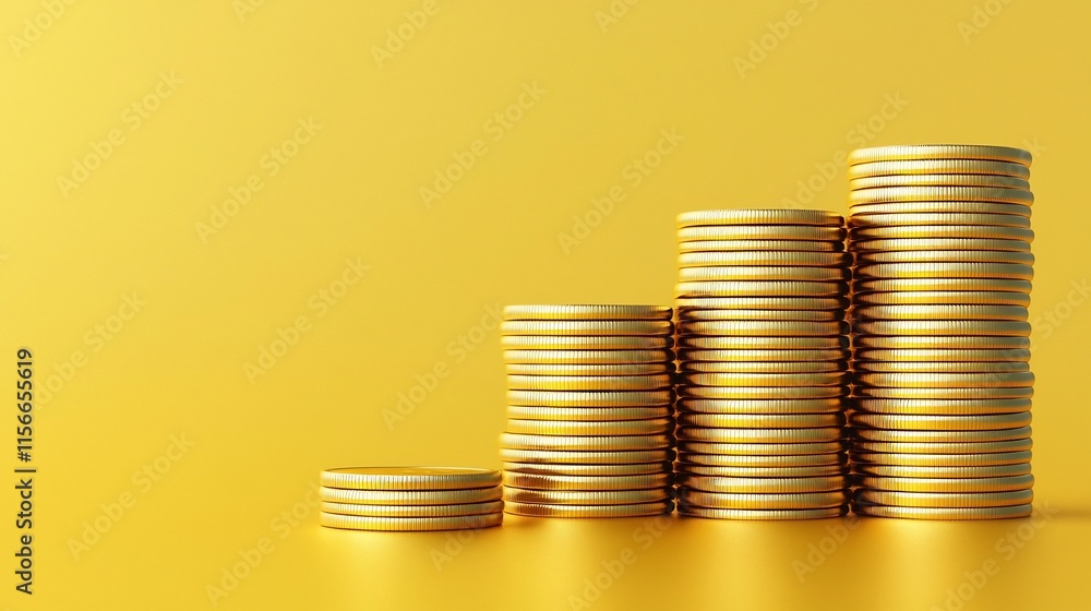 Poster beautifully rendered 3d showcasing neatly arranged piles of gleaming golden taels or ingots on a smo
