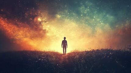 Solitary Figure Under a Celestial Canvas