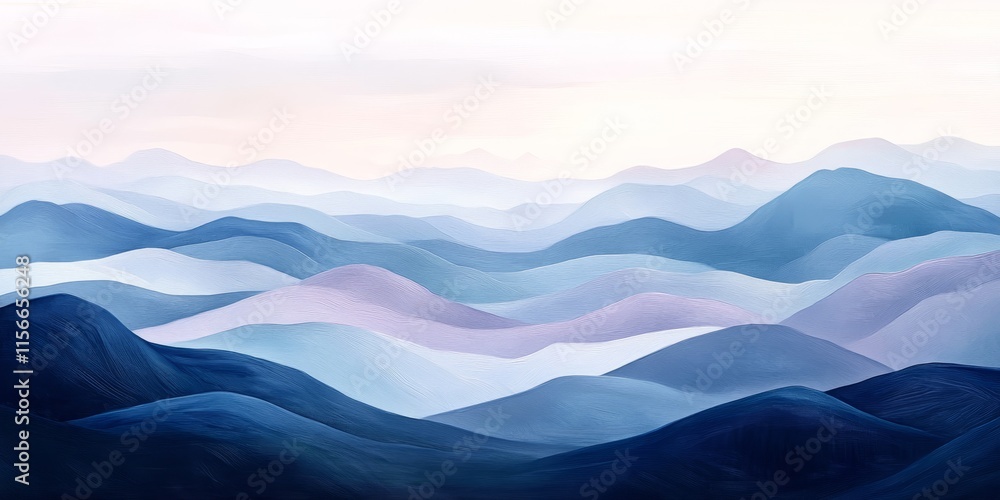 Poster abstract winter landscape showcases a serene and captivating view of the mountains. this abstract wi