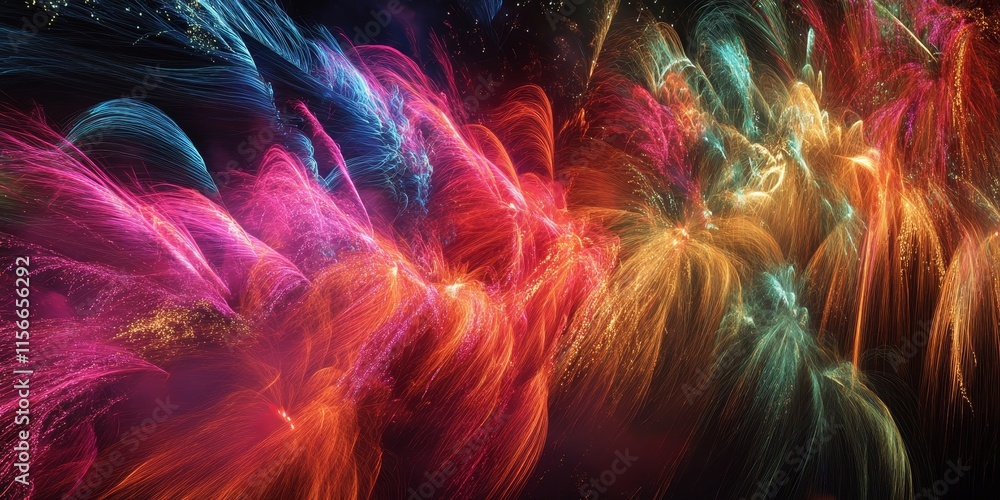 Poster Spectacular New Year s Eve fireworks display featuring vibrant colors and enchanting patterns, creating a memorable experience. This fireworks display is truly world renowned for its breathtaking