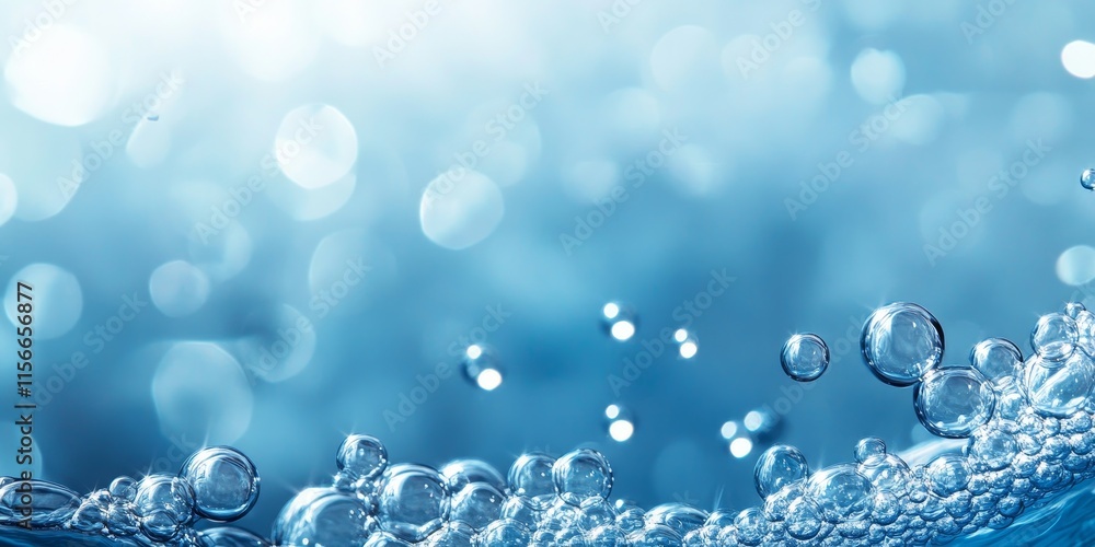 Poster a smooth blue backdrop featuring bubbles and the gentle movement of water ripples creates a serene a