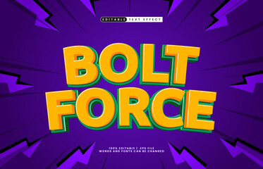bolt force editable text effect with a thunder and bold text style