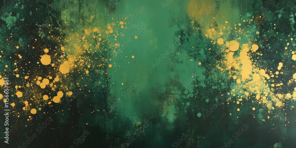 Poster an abstract backdrop featuring vibrant splashes of green and gold, serving as a source of artistic i