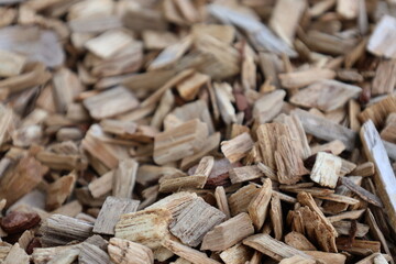 Wooden chips closeup look