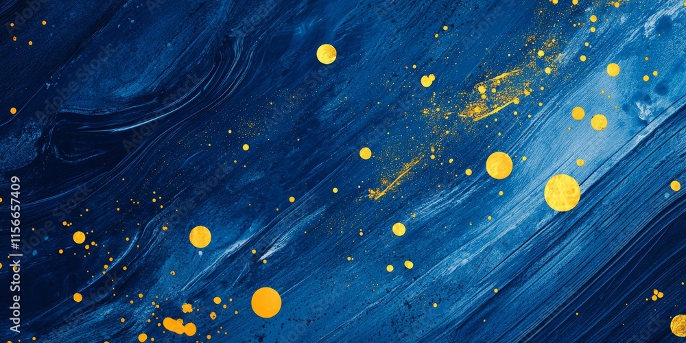 Aufkleber abstract blue background design featuring yellow dots, perfect for creative projects. this blue abst