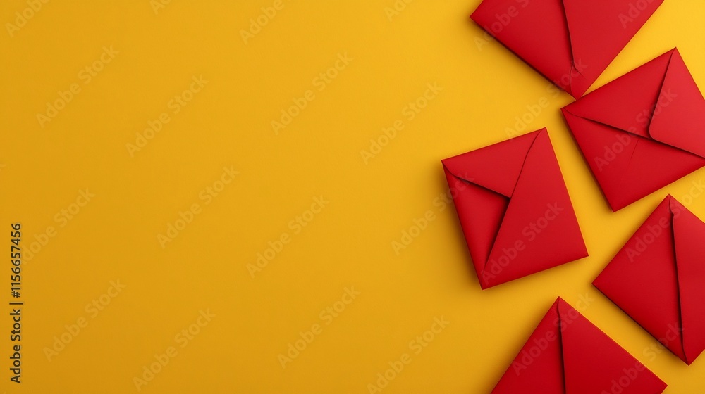 Poster minimalist 3d of chinese new year taels with red envelopes on a vibrant abstract background with a b