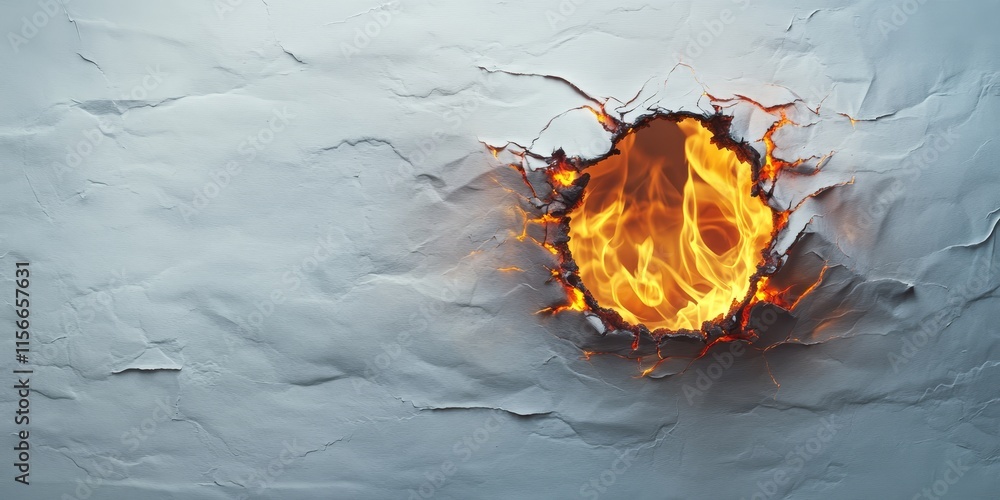 Poster a burning hole appears on the surface of a white sheet of paper, illustrating the striking effect of