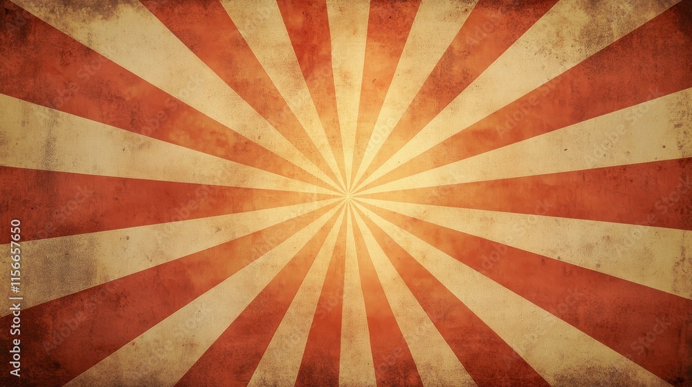 Poster retro background featuring vintage sun rays illuminating an old grunge paper surface, creating a uni