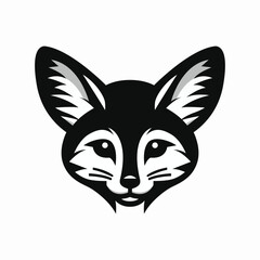 Black And White Fennec Fox Logo Vector
