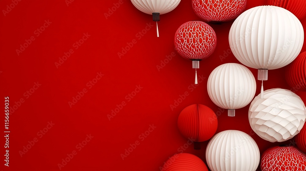 Poster abstractly floating chinese taels with a dynamic festive backdrop and open text area creating a visu