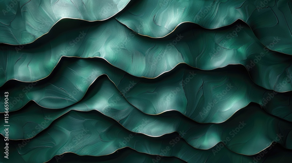 Poster abstract waves in shades of teal create a textured, flowing pattern.
