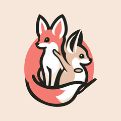 Cute Colourful Fennec Fox Logo Vector