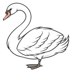 A contented swan gliding gracefully with a serene expression Illustrator Artwork